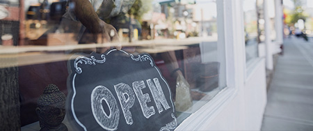 Open sign in window.