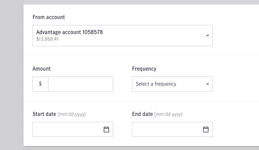 Screenshot showing how to set up an ongoing bill payment in online banking.